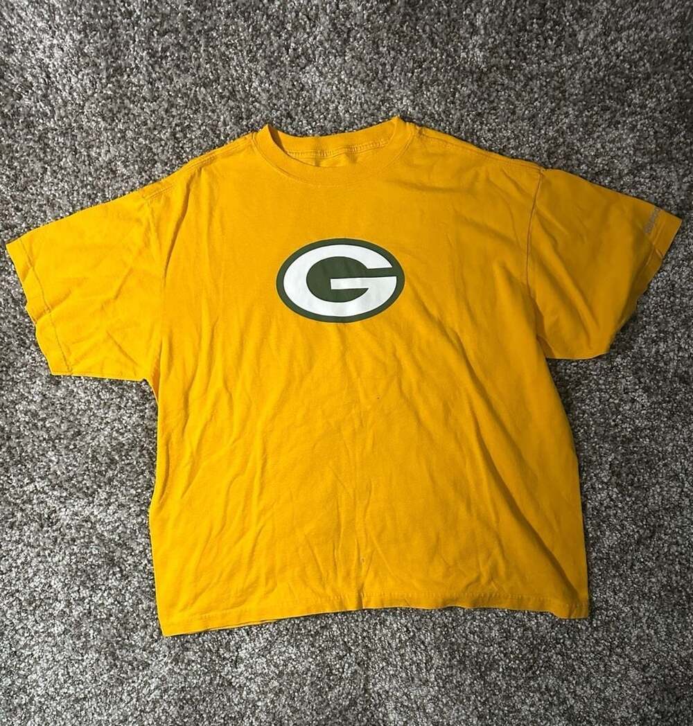 Reebok Green Bay Packers T-Shirt Size XL Yellow Logo NFL Football